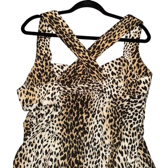 Vintage MODA INT Leopard Print Maxi MIDI Dress Spaghetti Strap Cross Back - Picture 3 of 8